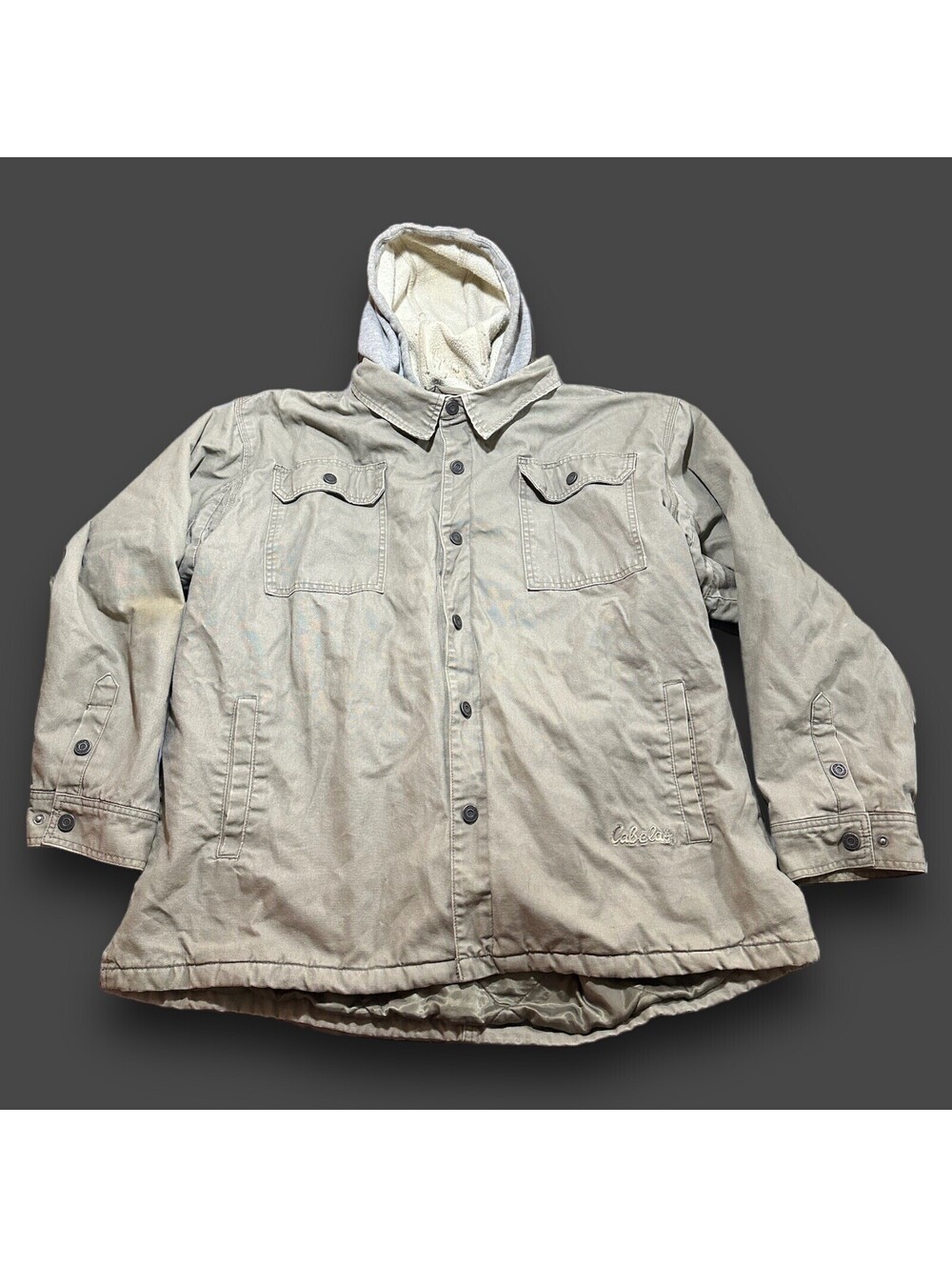 CABELA'S Canvas Field Winter Jacket Hoodie Men’s 2XL Regular Beige Tan Hooded